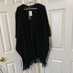 Steve Madden Black Fringe Shawl